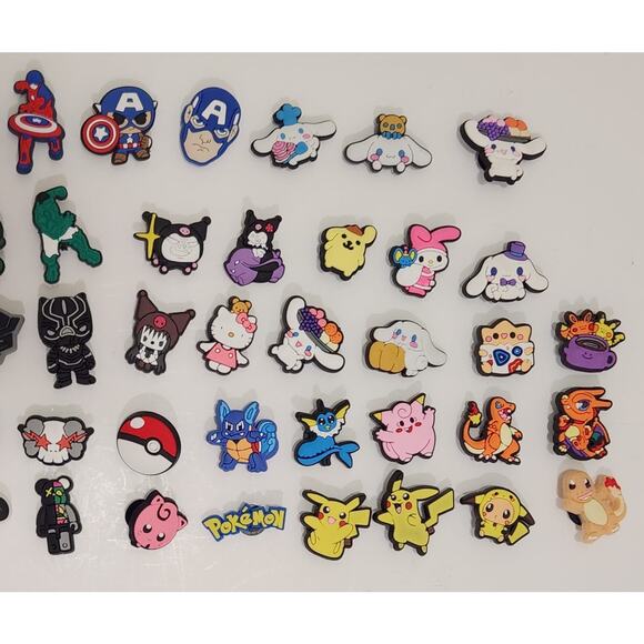 Mixed Lot Of Crocs Shoe Charms Jibbitz Marvel Kaw Simpsons Hello Kitty Pokemon - Picture 2 of 5